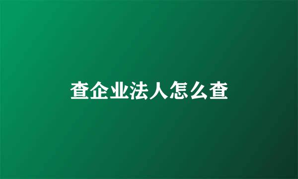 查企业法人怎么查