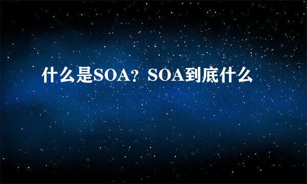 什么是SOA？SOA到底什么