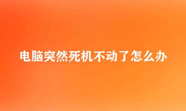 电脑突然死机不动了怎么办