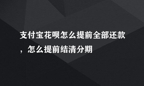 支付宝花呗怎么提前全部还款，怎么提前结清分期
