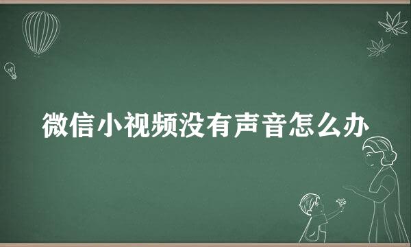 微信小视频没有声音怎么办