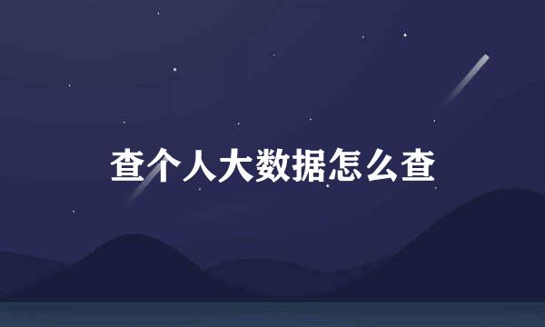 查个人大数据怎么查
