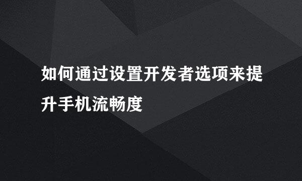 如何通过设置开发者选项来提升手机流畅度