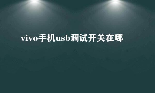 vivo手机usb调试开关在哪