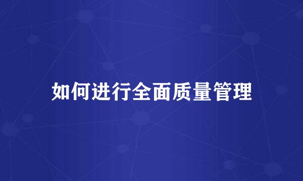 如何进行全面质量管理