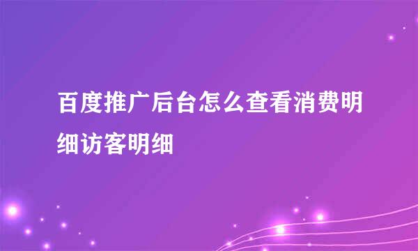 百度推广后台怎么查看消费明细访客明细