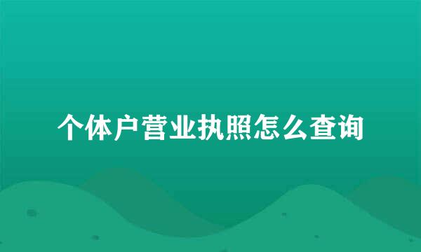 个体户营业执照怎么查询