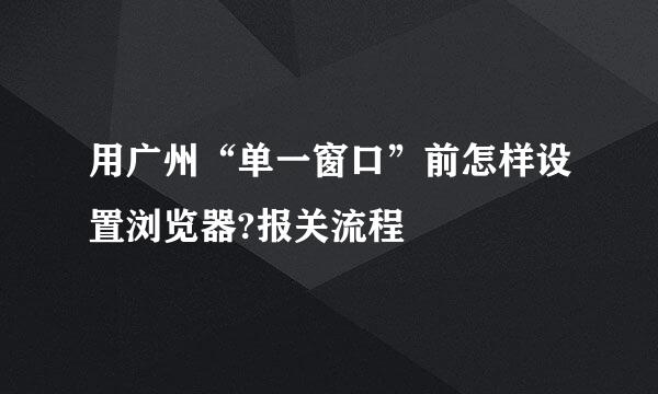用广州“单一窗口”前怎样设置浏览器?报关流程