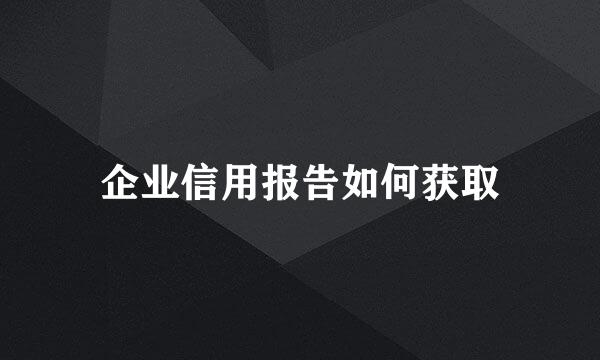 企业信用报告如何获取