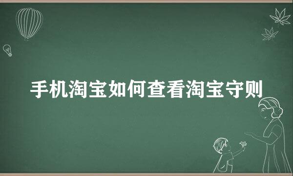 手机淘宝如何查看淘宝守则