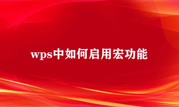 wps中如何启用宏功能