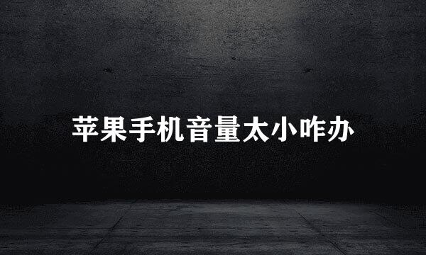 苹果手机音量太小咋办