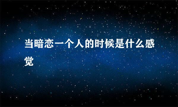 当暗恋一个人的时候是什么感觉