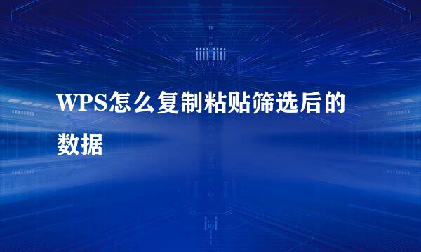 WPS怎么复制粘贴筛选后的数据