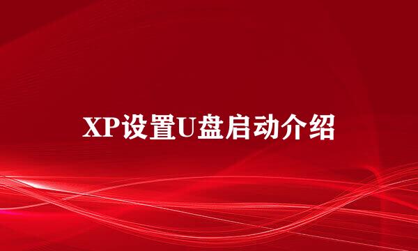 XP设置U盘启动介绍