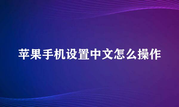 苹果手机设置中文怎么操作