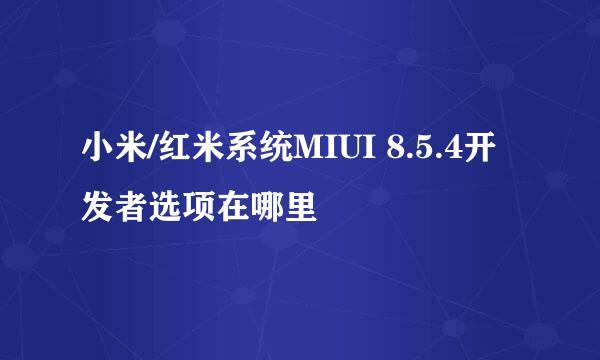 小米/红米系统MIUI 8.5.4开发者选项在哪里