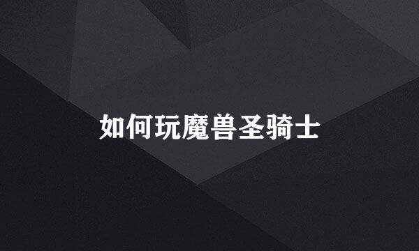 如何玩魔兽圣骑士