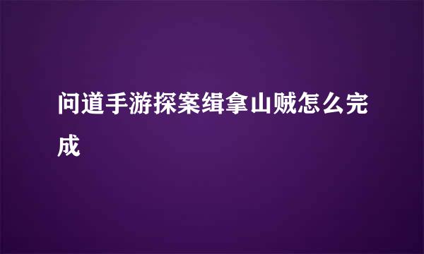 问道手游探案缉拿山贼怎么完成