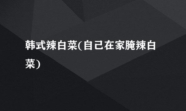 韩式辣白菜(自己在家腌辣白菜)