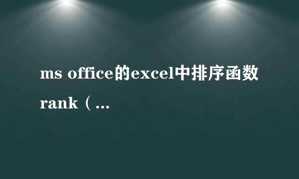 ms office的excel中排序函数rank（）的用法