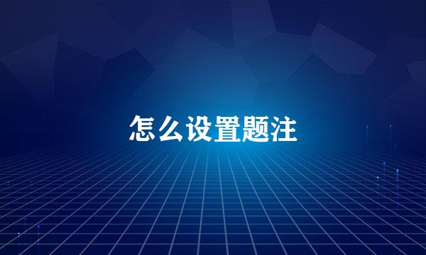 怎么设置题注