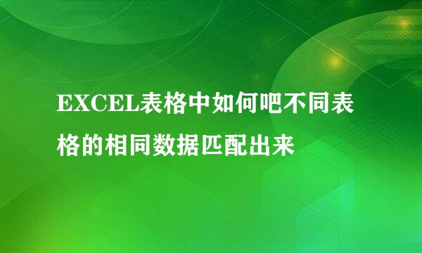 EXCEL表格中如何吧不同表格的相同数据匹配出来