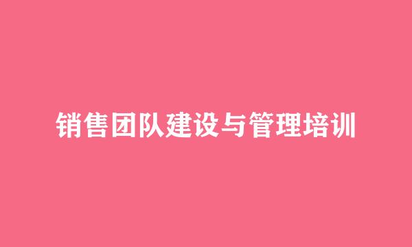 销售团队建设与管理培训