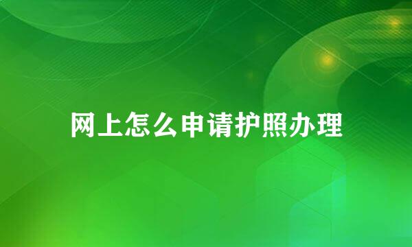 网上怎么申请护照办理