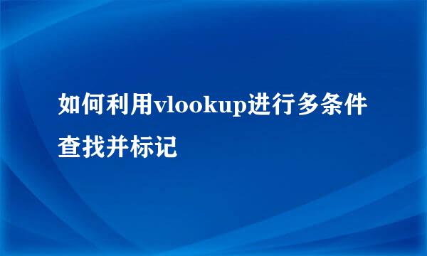 如何利用vlookup进行多条件查找并标记