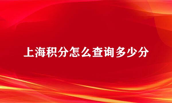 上海积分怎么查询多少分