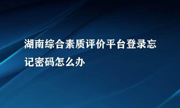 湖南综合素质评价平台登录忘记密码怎么办