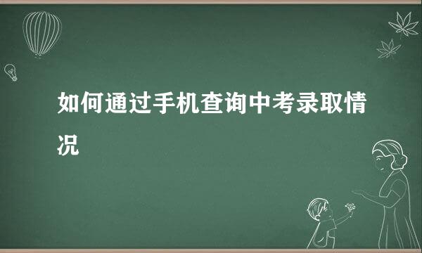 如何通过手机查询中考录取情况