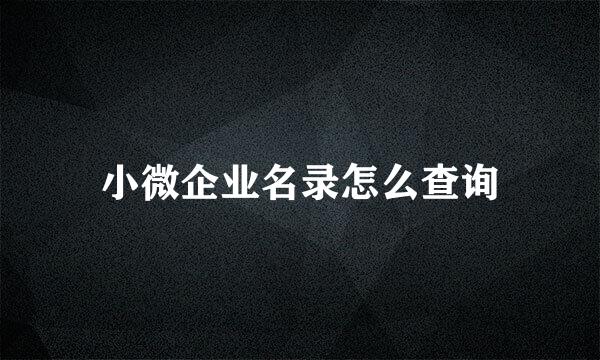 小微企业名录怎么查询