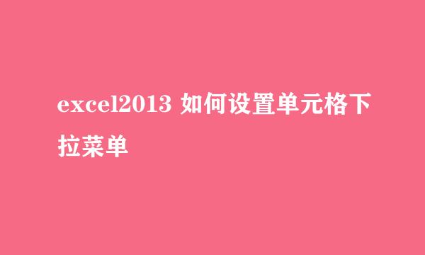 excel2013 如何设置单元格下拉菜单