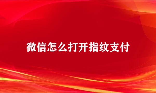 微信怎么打开指纹支付