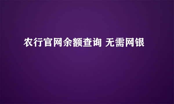 农行官网余额查询 无需网银