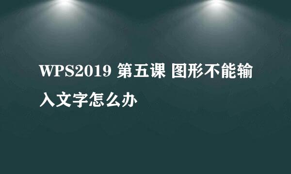WPS2019 第五课 图形不能输入文字怎么办