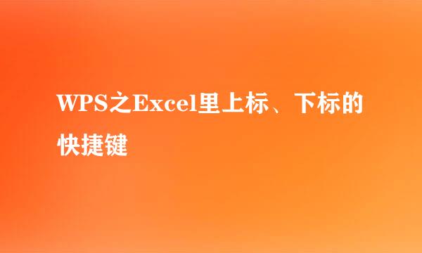 WPS之Excel里上标、下标的快捷键