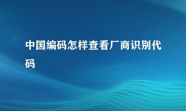 中国编码怎样查看厂商识别代码