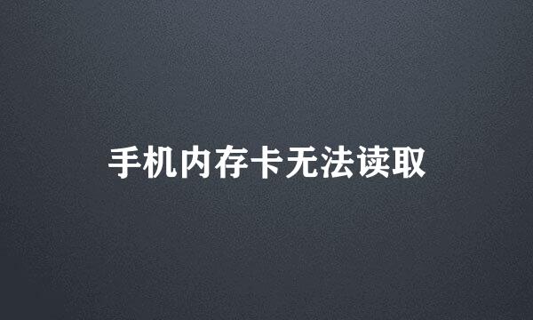 手机内存卡无法读取