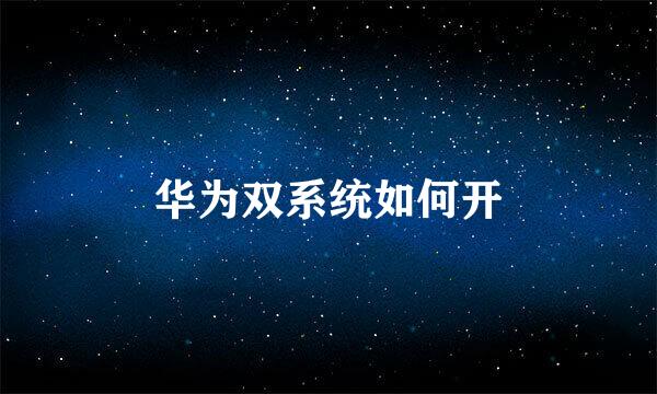 华为双系统如何开