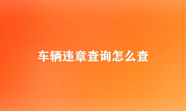 车辆违章查询怎么查