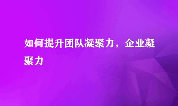 如何提升团队凝聚力，企业凝聚力