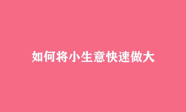 如何将小生意快速做大