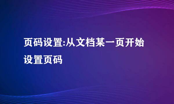 页码设置:从文档某一页开始设置页码