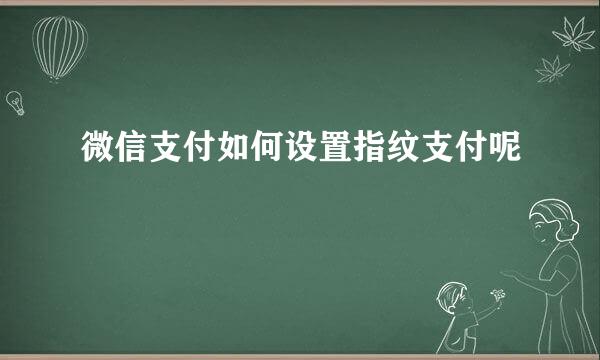 微信支付如何设置指纹支付呢