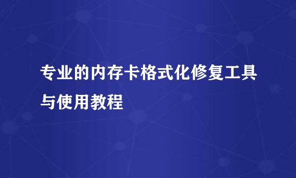专业的内存卡格式化修复工具与使用教程