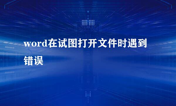 word在试图打开文件时遇到错误