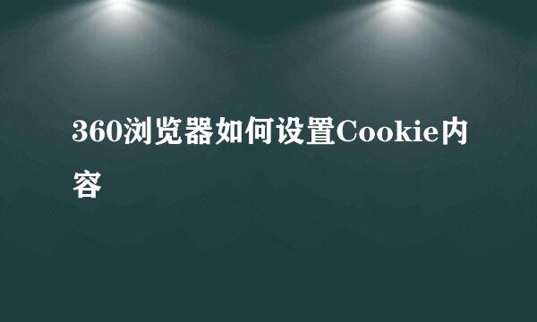 360浏览器如何设置Cookie内容